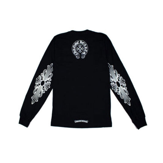 Chrome Hearts Neck Logo Floral Cross LS T-Shirt – Black