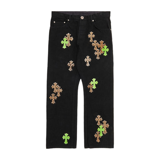 Chrome Hearts Cross Patch Denim ‘Black/Green/Cheetah’