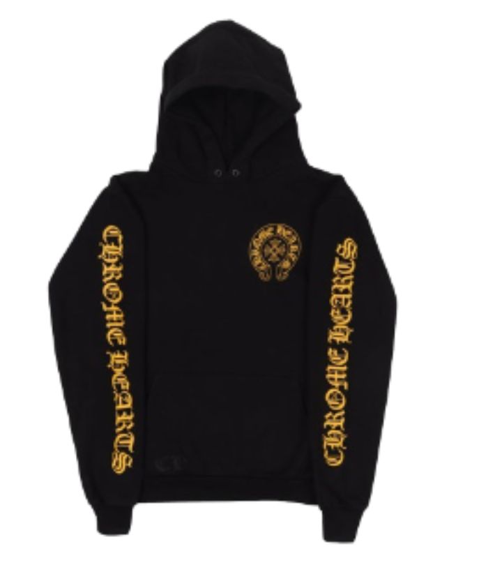 Chrome Hearts Kids Yellow Zip-up Hoodie -Black