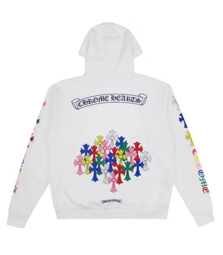 Chrome Hearts Multi Color Cross Hoodie – White